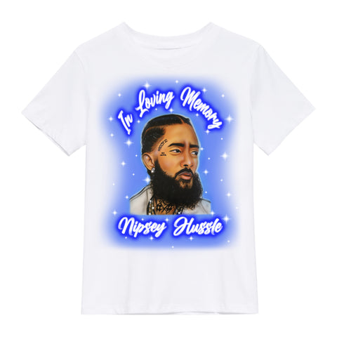 NIPSEY HUSSLE AIR BRUSH TEE BY LIFE & AFTER X HITS ON HITS X BIGEGOLILEGO