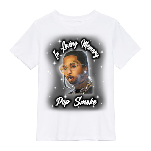 POP SMOKE AIR BRUSH TEE BY LIFE & AFTER X HITS ON HITS X BIGEGOLILEGO
